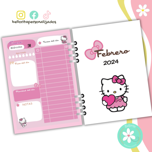 Interior de agenda Hello Kitty tonos rosados - Imagen 5