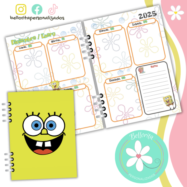 Interior de agenda Bob Esponja vista semanal - Imagen 2