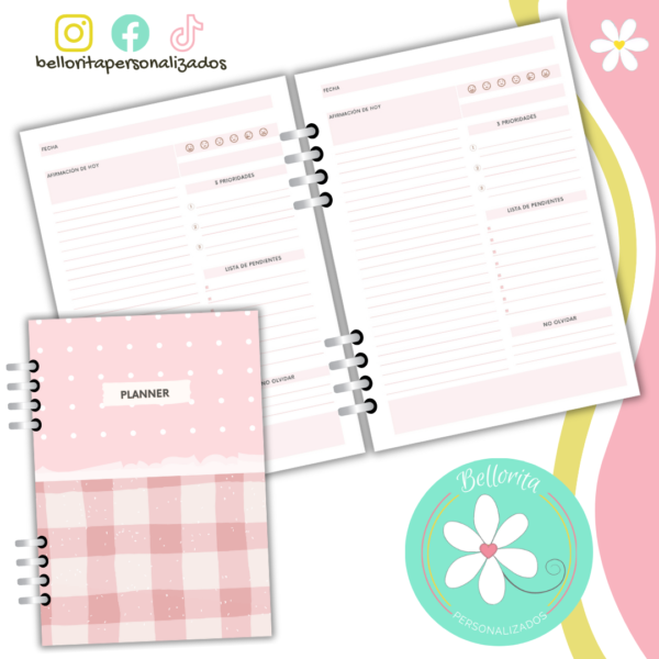 Planner diario rosa claro