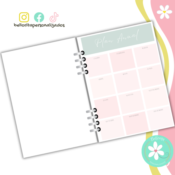 Planner flores colores claros - Imagen 4