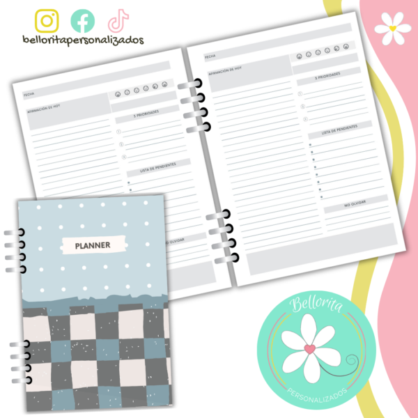 Planner diario plomo-azul