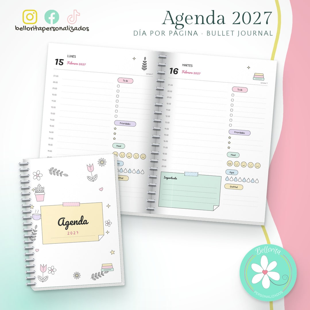 Agenda 2027 día por página - Bullet journal juvenil