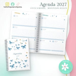Agenda 2027 vista semanal - Mariposas azules