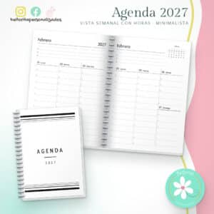 Agenda 2027 vista semanal con horas - Minimalista