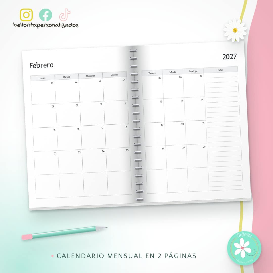 Agenda 2027 vista semanal con horas - Minimalista - Imagen 3